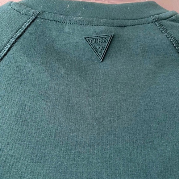 Green Long Sleeve Zip Front Guess Crewneck Sweater - Picture 5 of 7